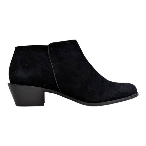 Vionic Ladies Faux Suede Block Heel Black Chelsea Boot 8 - Picture 1 of 9
